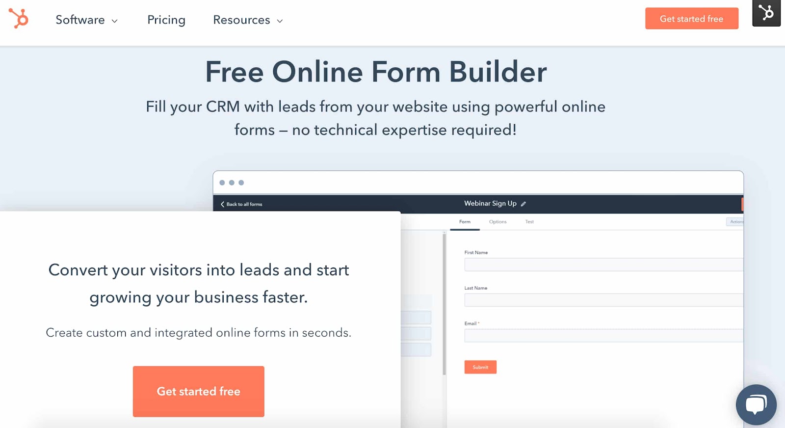 HubSpot Free Online Form Builder event registration tool