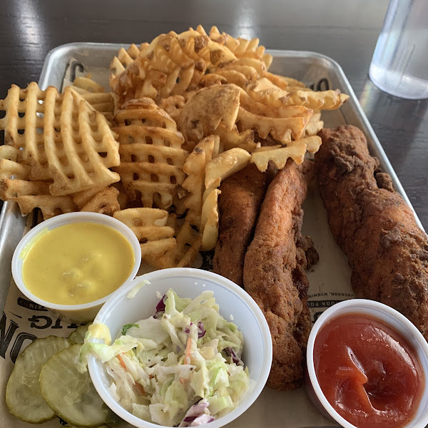 Chicken fingers and waffle fries