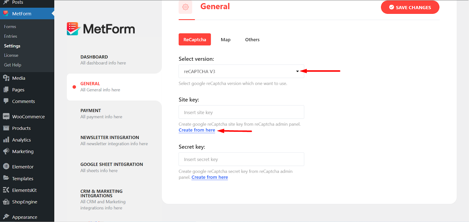 seleccione reCAPTCHA v3