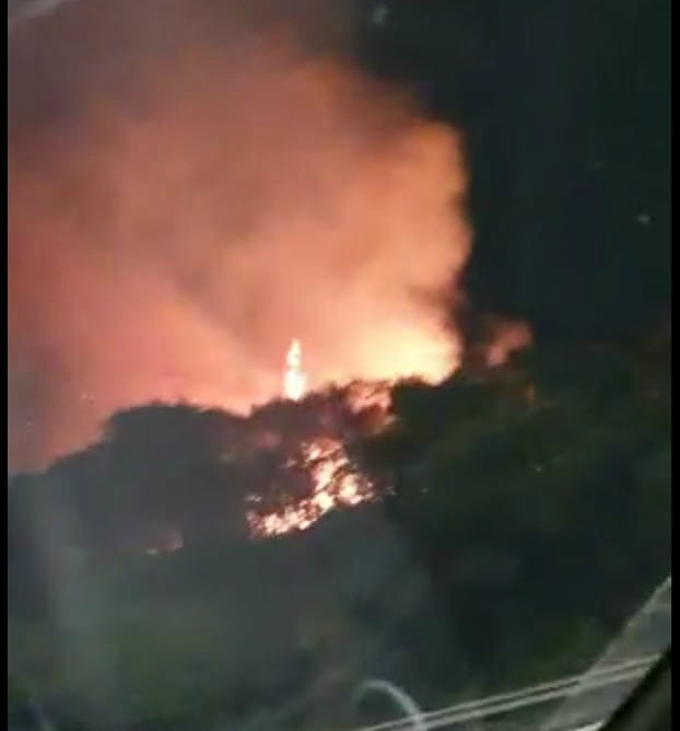 Fire burning alongside the North East Expressway in East London.