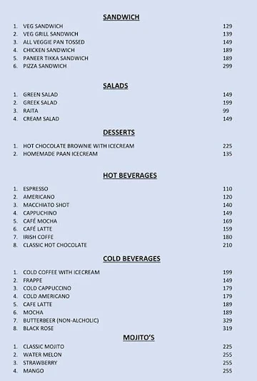 Cafe Ninequarters menu 