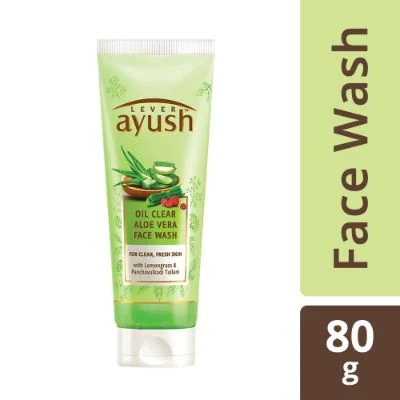 Lever Ayush Natural Ayurvedic Oil Clear Aloe Vera Face Wash 80 Gm