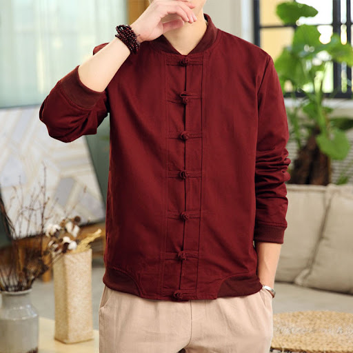Title 5, Mens Retro Jacket Stand Collar Button Coat Cla...