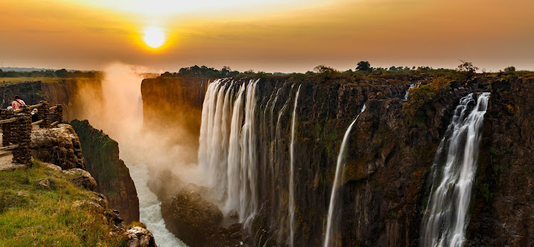 A view of the Victoria Falls from inside the Victoria Falls National Park.