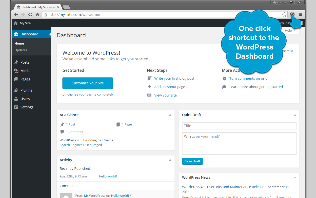 WordPress Dashboard Shortcut Preview image 3