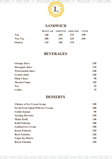 Spice Garden Kitchen & Bar menu 