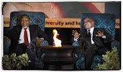 SEATS OF POWER: Deputy President Kgalema Motlanthe and President Jacob Zuma share a light moment. Both men, according to aides who declined to be named, hope to compete for the presidency of the ANC - and thus of South Africa - when the party meets in Mangaung in the Free State eight months from now Picture: DANIEL BORN