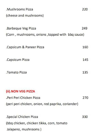 Pizza Cafe menu 