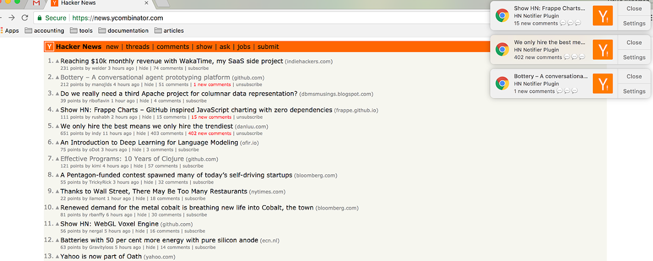 Hacker News Comments Notifier Plugin Preview image 2