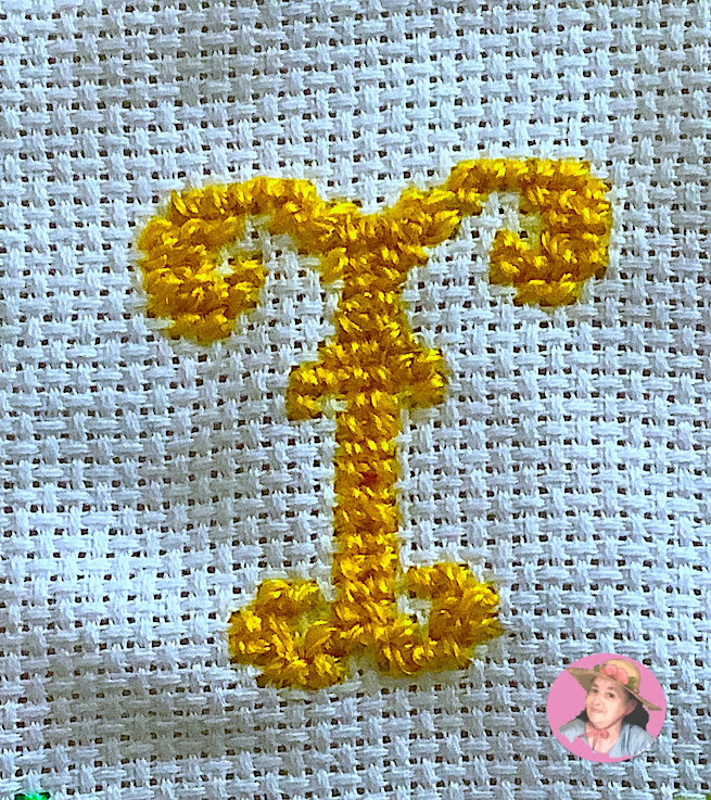 Letter in cross stitch 
