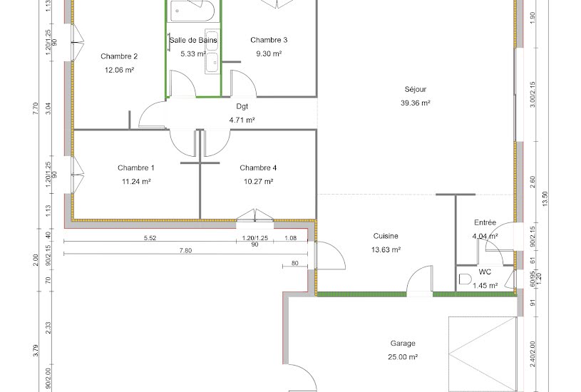  Vente Terrain + Maison - Terrain : 724m² - Maison : 109m² à Brindas (69126) 