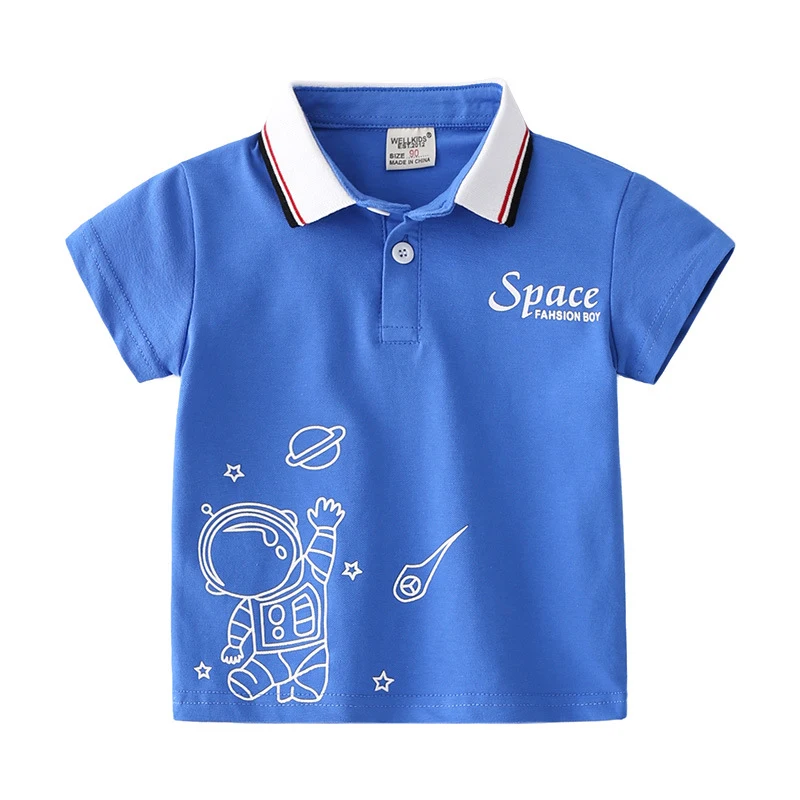Children's short sleeve top with lapel collar, offering a smart and comfortable look, perfect for everyday wear and spec