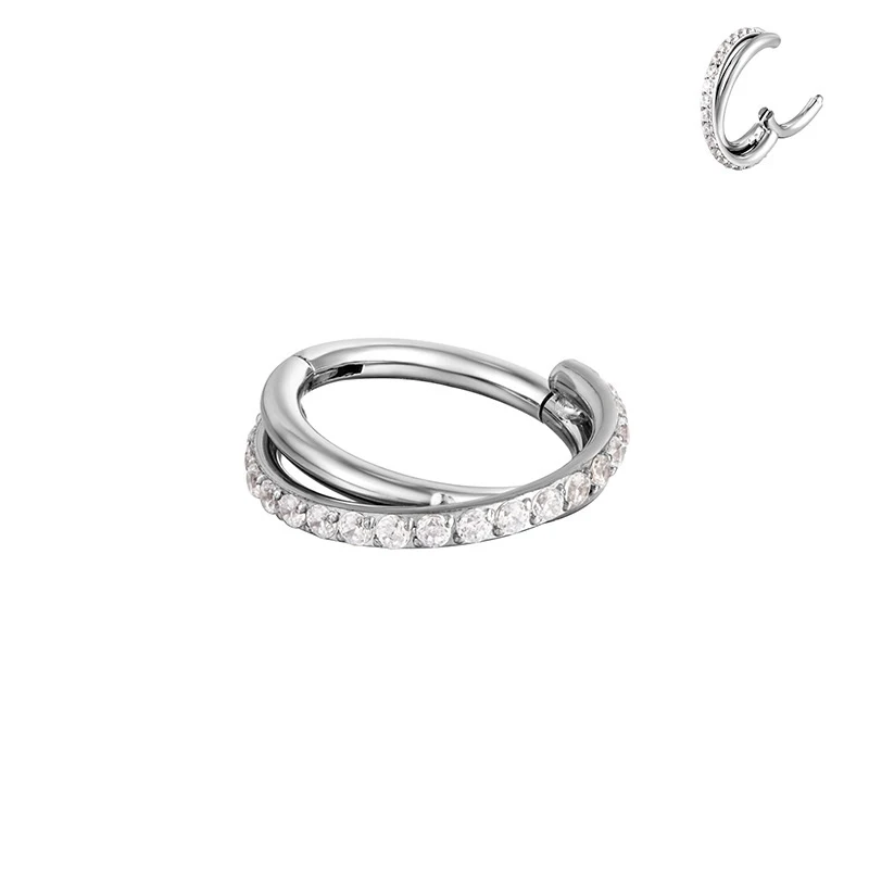 Anneau de nez croisé à double couche Décoration de piercing. Un accessoire unique et tendance pour un style affirmé. Facile à porter, idéal pour tous les jours.