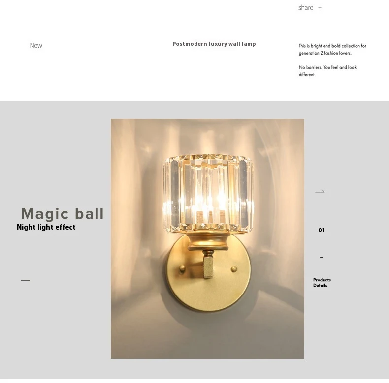 Title 1, American Crystal Wall Lamp Simple Post-modern L...