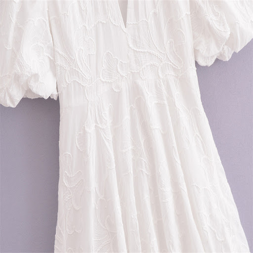 Title 10, Womens Clothing All-match White V-neck Embroid...