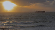 The Cosco Sao Paulo off Cape Town's Atlantic seaboard at sunset on May 25 2020.