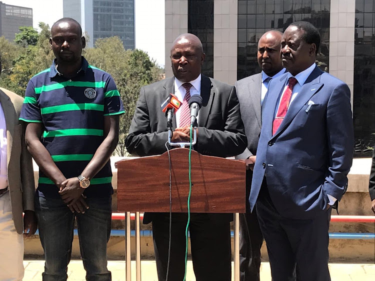 ODM leader Raila Odinga with Jubilee nominated MP Maina Kamanda at Capitol Hill, Nairobi on Thursday, September 19, 2019/COURTESY