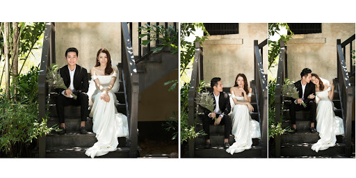 Váy cưới của <b>Lê Hà</b> được đặt may riêng.