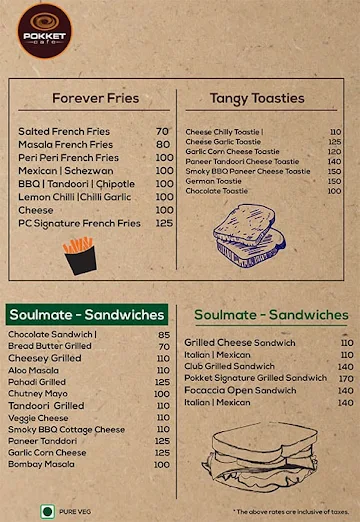 Pokket Cafe menu 