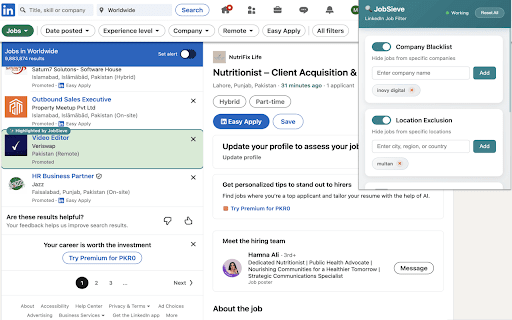 JobSieve - LinkedIn Job Filter
