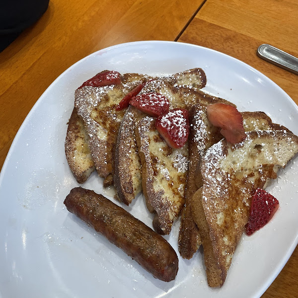 GF French Toast and Pork Sauage Links (served with two, he started before I got the picture)