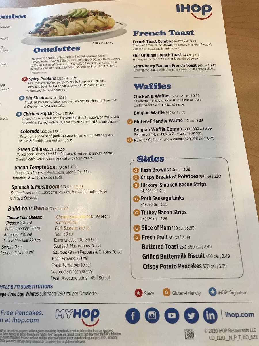 IHOP gluten-free menu