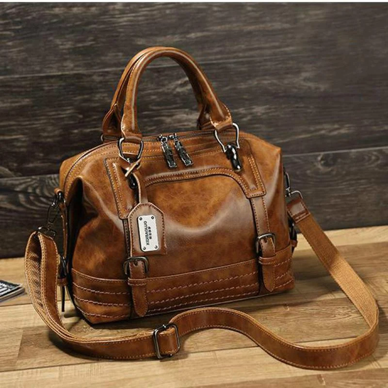 Title 5, Bolsa Messenger Feminina Casual Retrô de Óleo E...