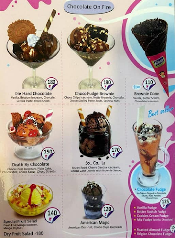 Cream Chills menu 