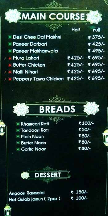 Noorani menu 