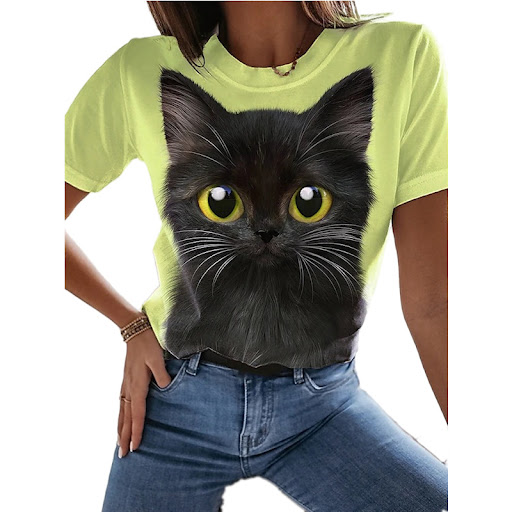 Title 3, Top Cat T-shirt Short Sleeve Casual Womens Rou...