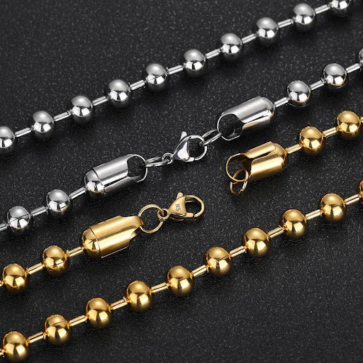 Title 7, Mens 8mm Lobster Buckle Stainless Steel Ball B...