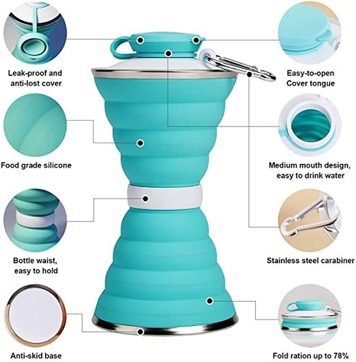 Title 5, 500ML Foldable Silicone Water Bottle Cup Leak P...