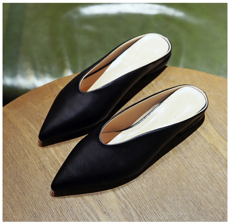 Women's flat-bottomed pointed-toe shoes, thick sole, Korean style. Spring single shoes, lazy and versatile, perfect for 