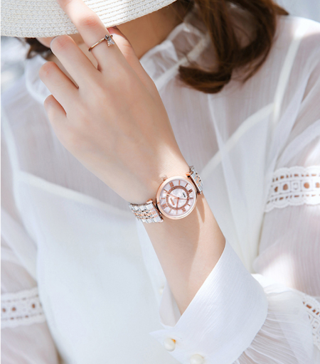 Title 8, Ladies Diamond Steel Band Simple Quartz Watch