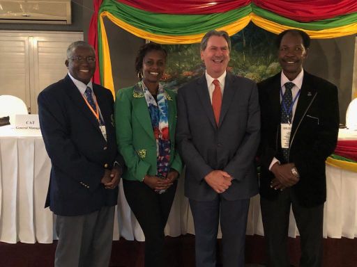 PaTrickGichira, left, with Wanjiru Karani (Secretary General, Tennis Kenya), Mr. David Haggerty (President, International Tennis Federation) and Mr. James Kenani (President, Tennis Kenya) during the CAT AGM, Antananarivo, Madagascar.