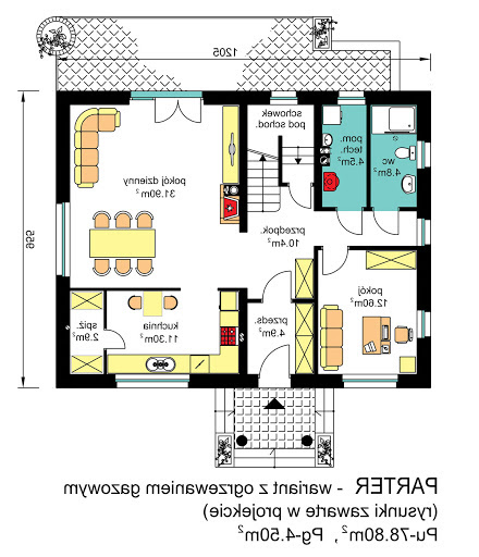 BW-51 - Rzut parteru - propozycja adaptacji - ogrzewanie gazowe