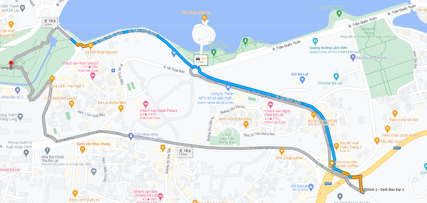 Hướng dẫn di chuyển đến Công viên Ánh Sáng từ Dinh II Đà Lạt