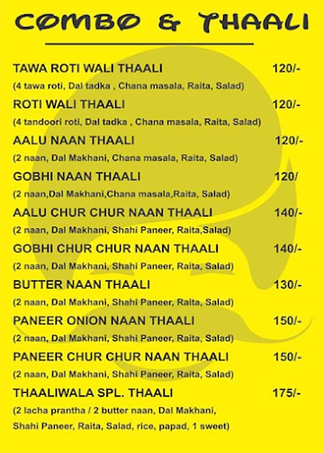 Thaali Walaa menu 