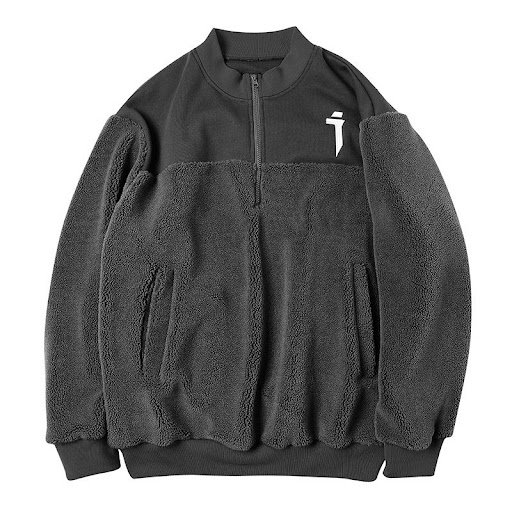 Title 3, Round Neck Zipper Lamb Velvet Coat Sweatshirt W...
