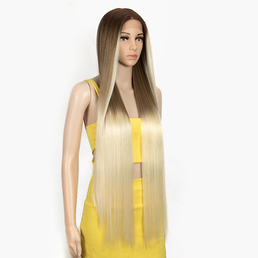 Title 3, Long, straight hair synthetic fiber headgear fo...