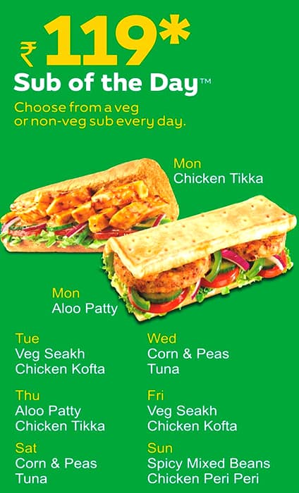 Subway menu 