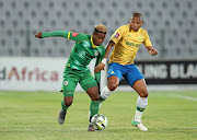 Nhlanhla Magaga of Baroka challenged by Andile Jali of Mamelodi Sundowns