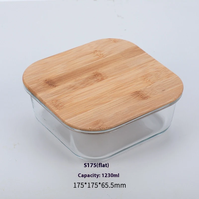 Japanse glazen lunchbox met hoog borium, bamboe deksel. Ideaal voor gezonde maaltijden onderweg, lekvrij en stijlvol.
