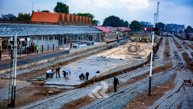 Construction works of the Nairobi Commuter Rail on August 28, 2020