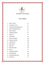 Mummy's Kicthen menu 1