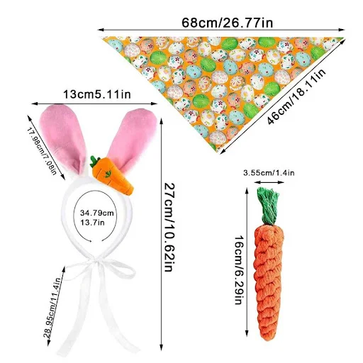 Bunny Ears For Dogs Dog Bunny Costume Bandana Outfit Easter Headband Comfortable Rabbits Cosplay Toy For Doggie Pitbulls
