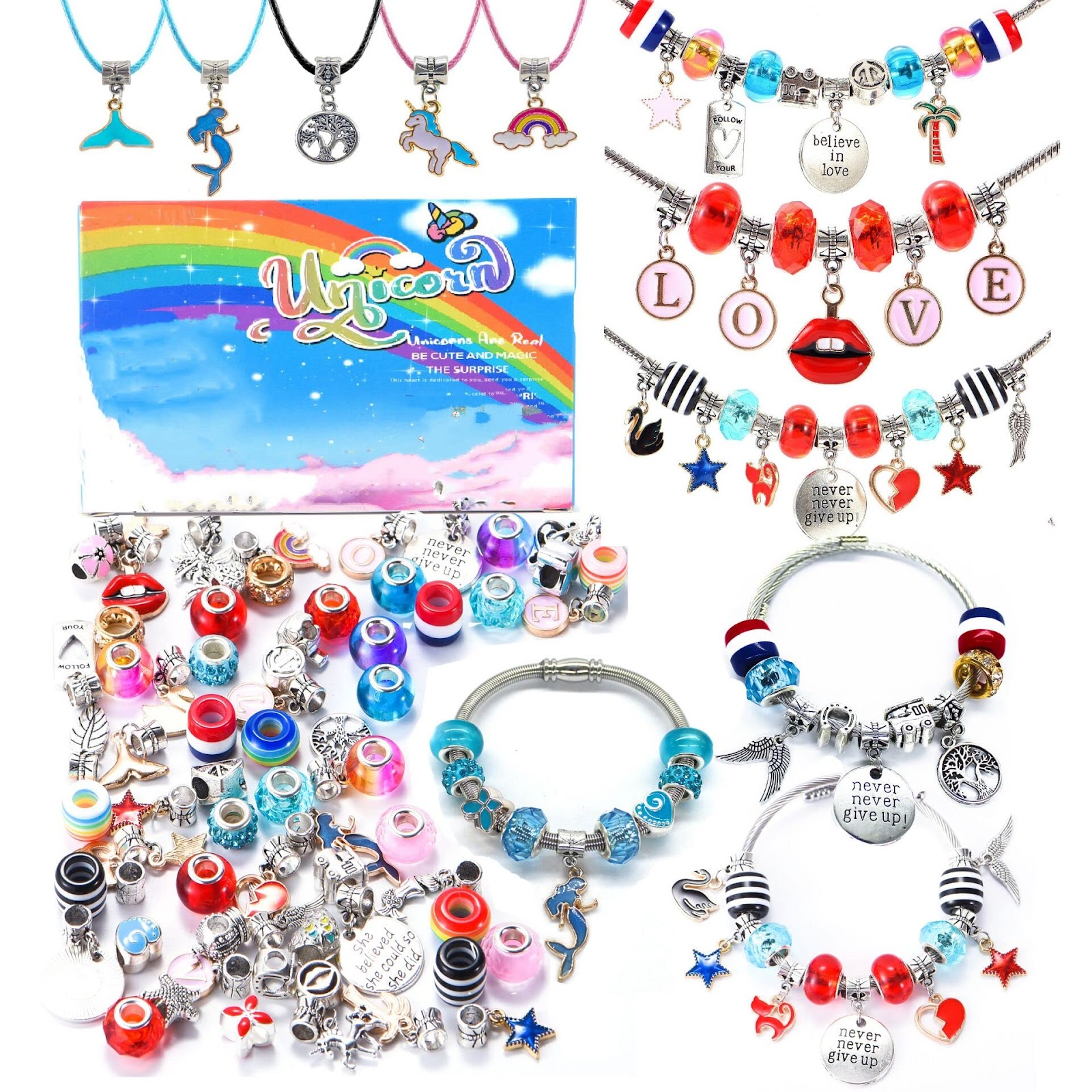 BDBKYWY Charm Bracelet Making Kit & Unicorn/Mermaid Girl Toy- ideal Crafts  for Girls Ages 8-12 The Perfect Gifts for Girls who Inspire Imagination and  Create Magic with Art Set and Jewelry Making