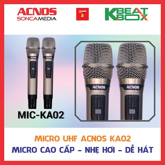 Micro Không Dây Uhf Acnos Ka02 (Micro Rời - 1 Cặp) [Hàng Chính Hãng]