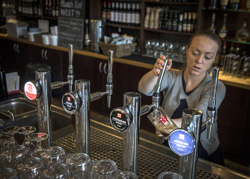 The bar at West Brewery Bar and Restaurant in Glasgow, Scotland. 