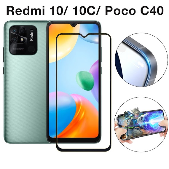 Kính Cường Lực Redmi 11 Prime 10 10A 10C Poco C40 Full Màn Cao Cấp Chống Trầy Xước Màn Tặng Kèm Khăn Lau Màn Kính [9D]